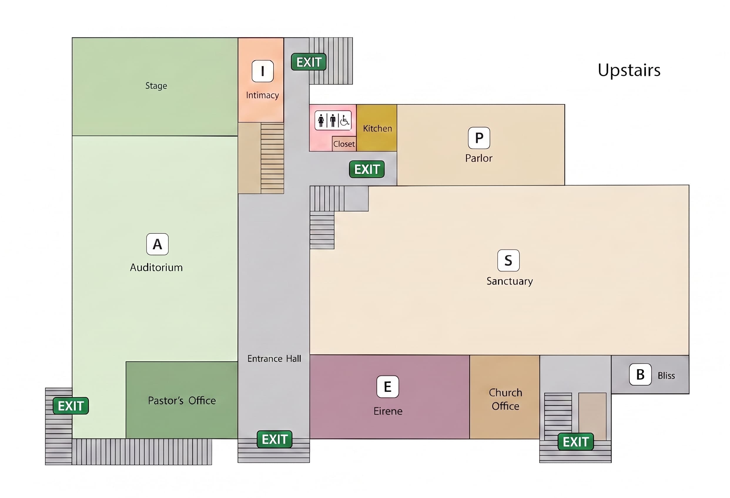 Upstairs floor plan for 100 Winthrop St