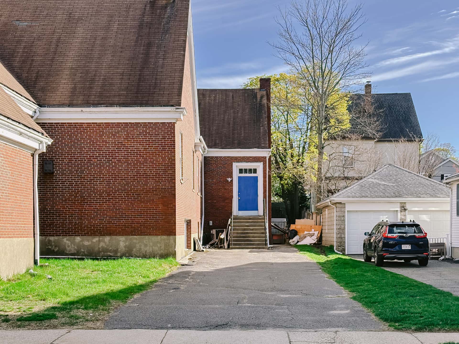 Current rear driveway and exterior access