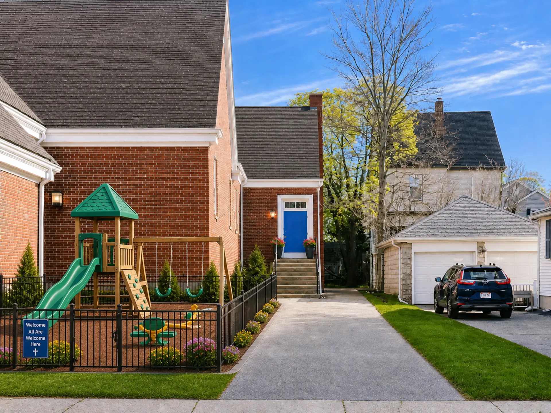 Virtually staged exterior family program concept